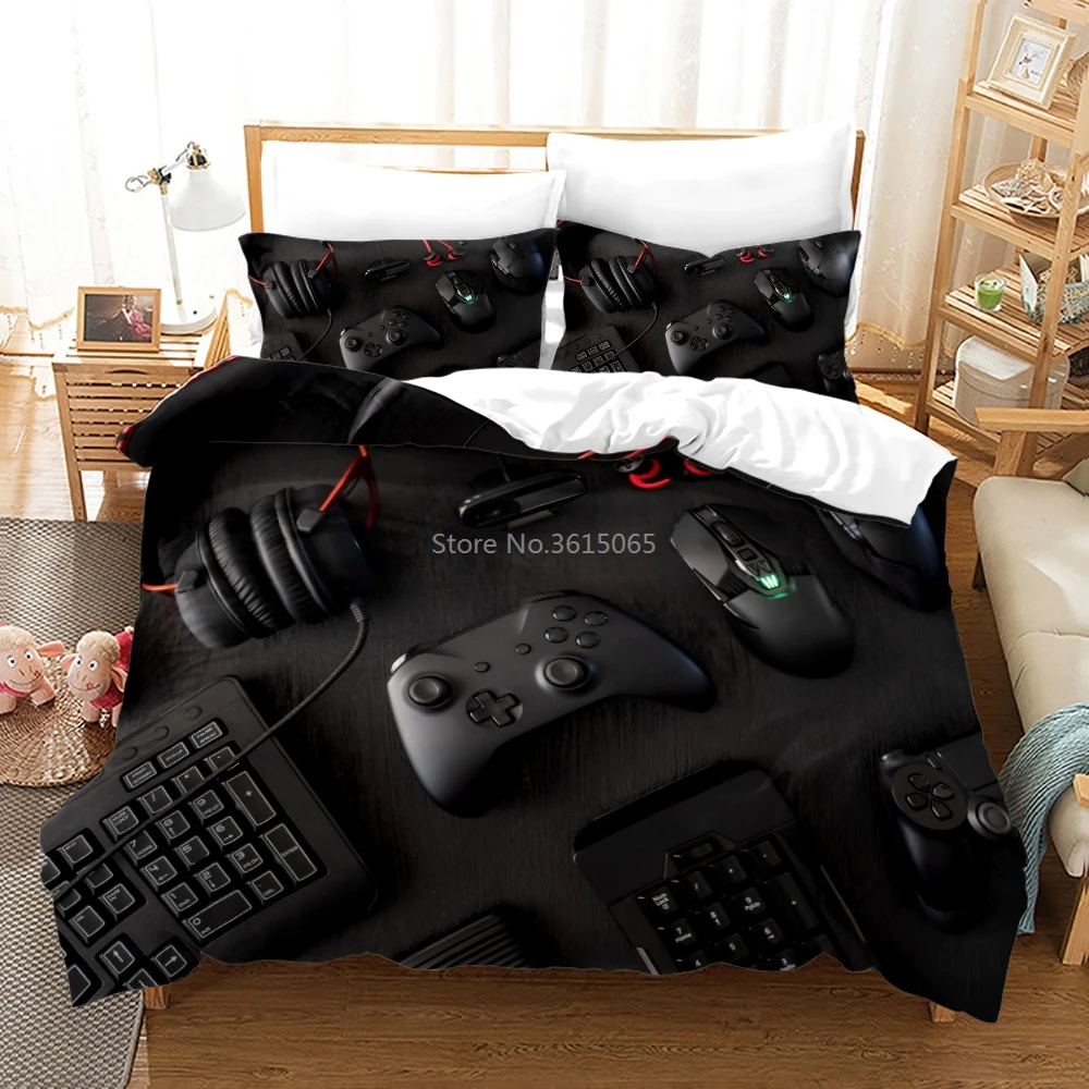 

2022 Cartoon Gamepad Printed 3d Bedding Set Home Game Bedroom Decor Bed Linen Set Queen King Comforter Cover Set with Pillowcase