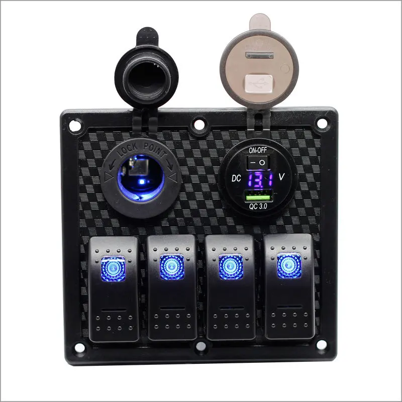 

42rubbersheetbluelightrockerswitchpanelwithcarchargerpowertakingUSB