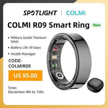 2024 COLMI R09 Smart Ring Men Women with Charging Case, Body Temperature Health and Sleep Monitor For Xiaomi Samsung Phone 1