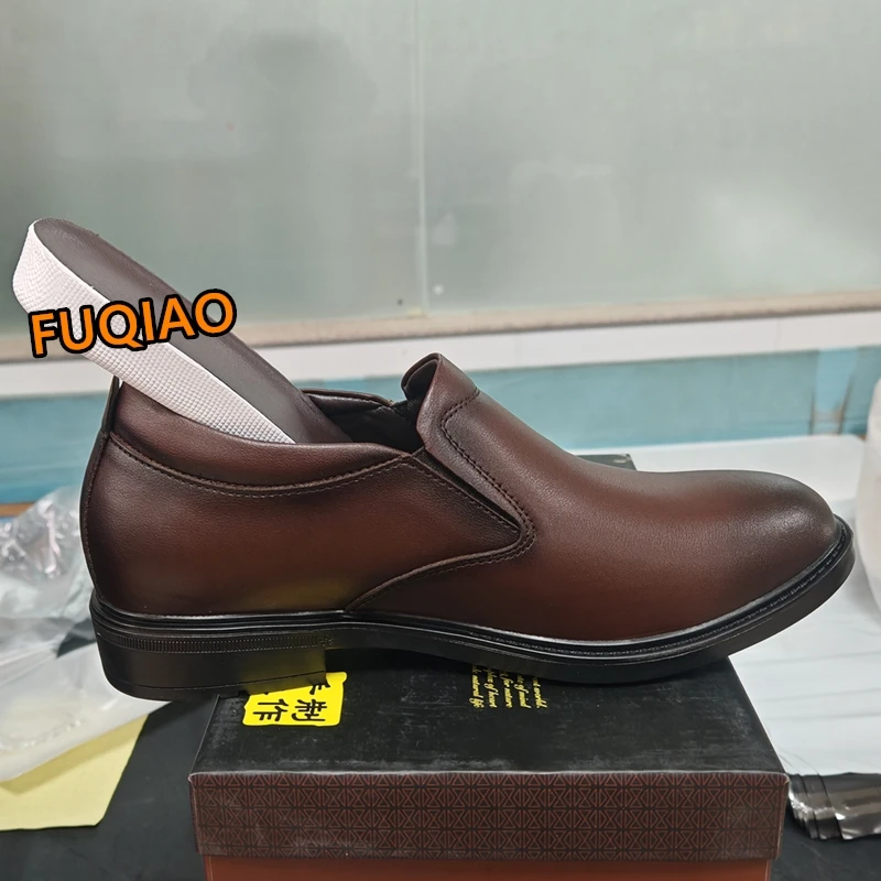 Aufzug Loafer Hochzeit Männer Leder Schuhe Business Britische Formale Kleid Schuhe Höhe Erhöhen Einlegesohle 6CM Lift Plus Größe 35-47 – Detail 3