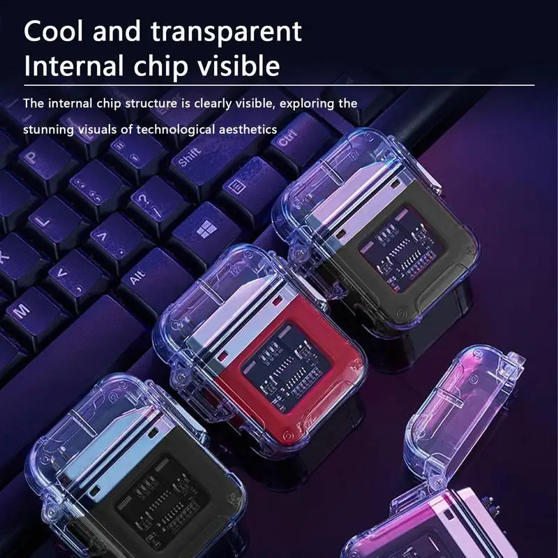 Dual Arc Plasma Waterproof Lighter Watch Transparent Rechargeable USB Flashlight kerosene lighter bbq lighter butane gas lighter cigarette lighter electric arc igniter Windproof Lighter Cigarette Accessories