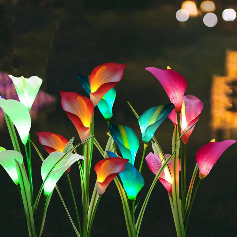 

LED Solar Lights Outdoor Calla Lily Garden Lights Lawn Landscape Plug-in Lamp for Outdoor Grass Pathway Street Garden Decoration