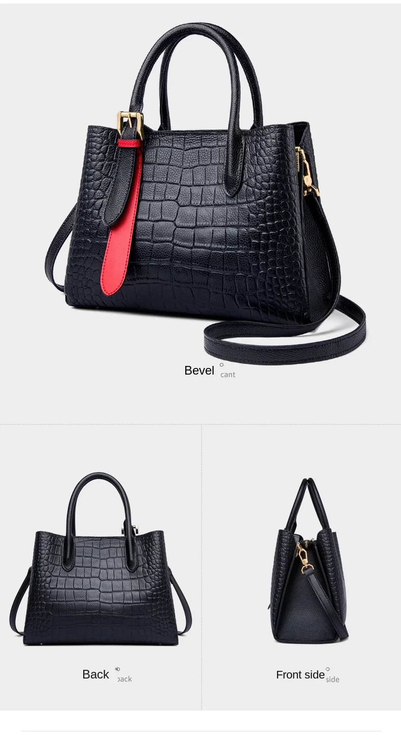 Women'S Crocodile Pattern Sewing Shoulder Bag European And American Retro Designer Messenger Bag Simple Large Capacity Handbag