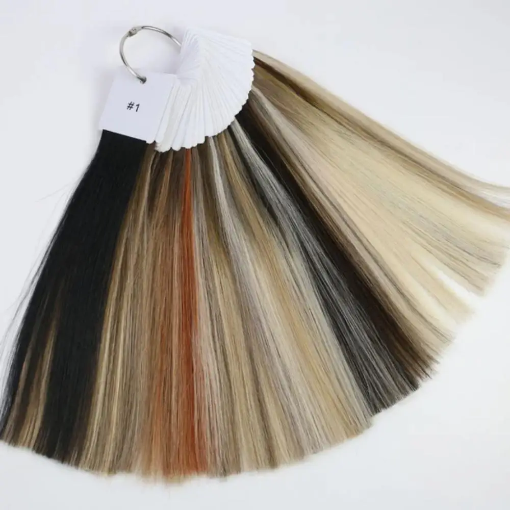 Moresoo Virgin Hair Color Rings for Salon Coloring Hair and Salon Dyeing Sample Chart Swatches for Human Extensions