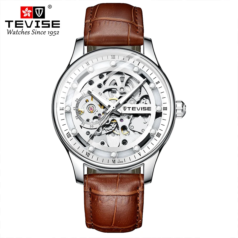 

TEVISE Brand Leather Automatic Mechanical For Men Waterproof Luminous Business&Fashion Stainless Steel Wrist Watch