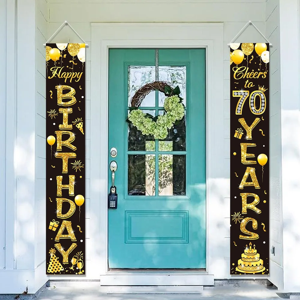 Elegant Black and Gold 40th Birthday Celebration Photo Backdrop and Party Decor Set