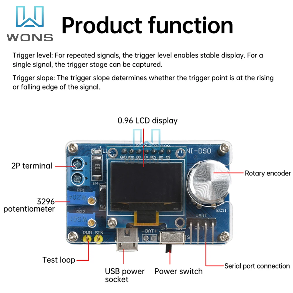 DIY 5V 0.96 inch DOS Mini Digital Oscilloscope Kit STC Microcontroller Electronic Soldering Practice Loose Parts digital oscilloscope