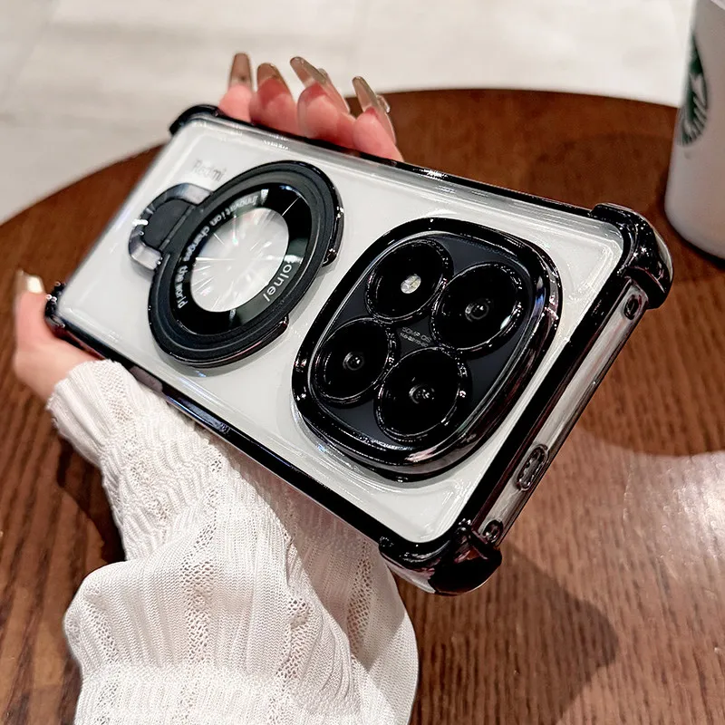 Magnetic Holder Airbag Transparent Shockproof Cover with Camera Protection