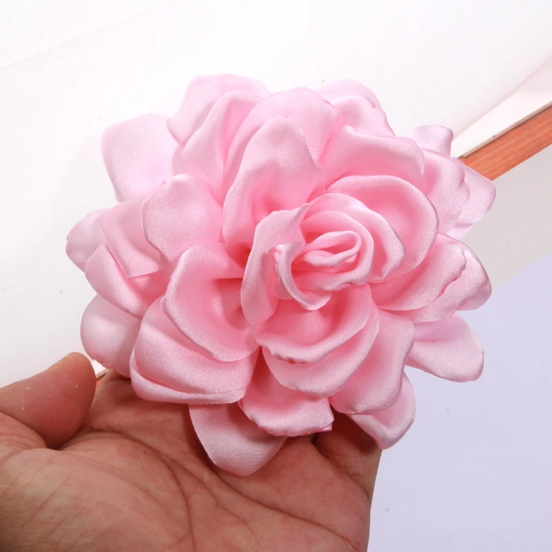 Artificial Flowers Artificial Flower 5Pcs 12cm 4.6" Satin Burned Edge Fabric Artificial Flowers for Wedding Dress Decoration Lace Multilayer Making Accessories Silk