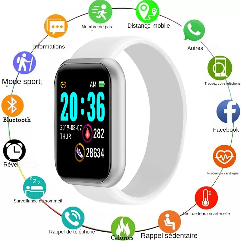 Montre Connectée D20 Pro Pour Hommes Et Femmes, Bluetooth, Y68, Moniteur De Fréquence Cardiaque