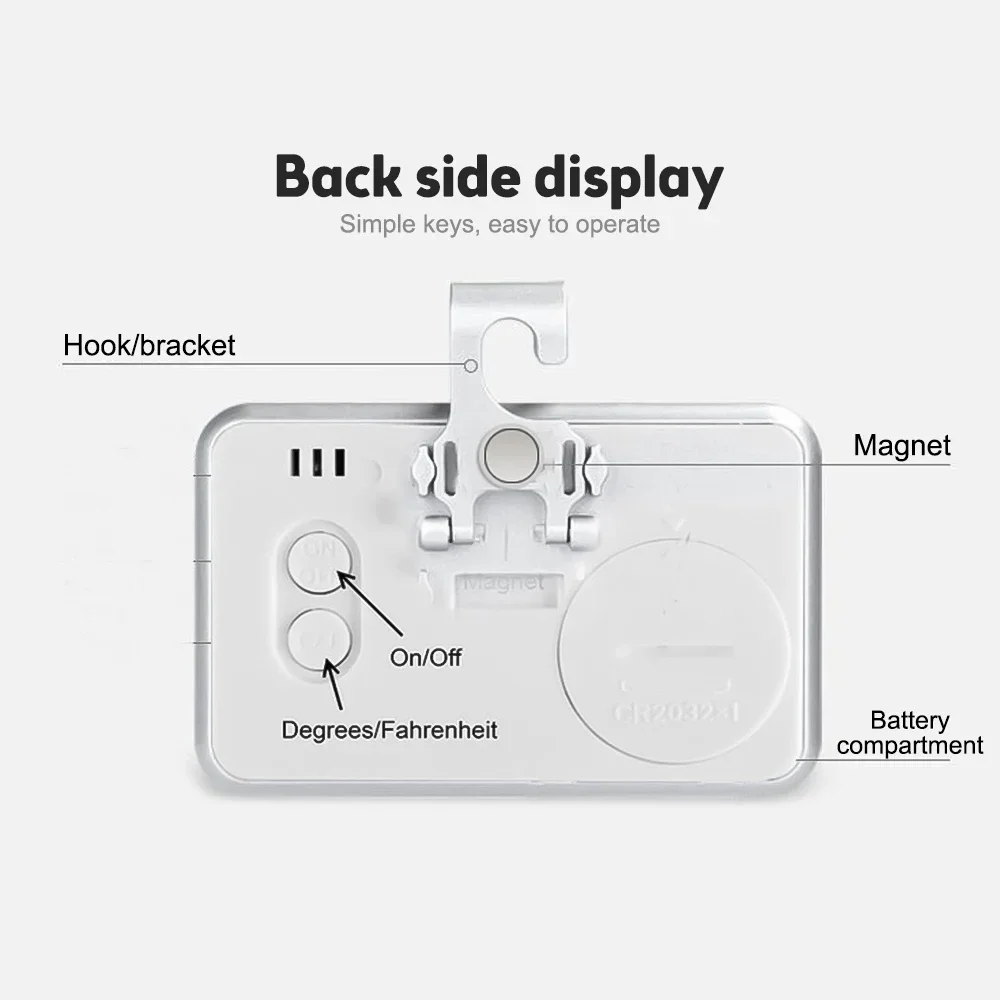 Waterproof Digital Thermometer & Hygrometer with Convertible Hook and Alarm