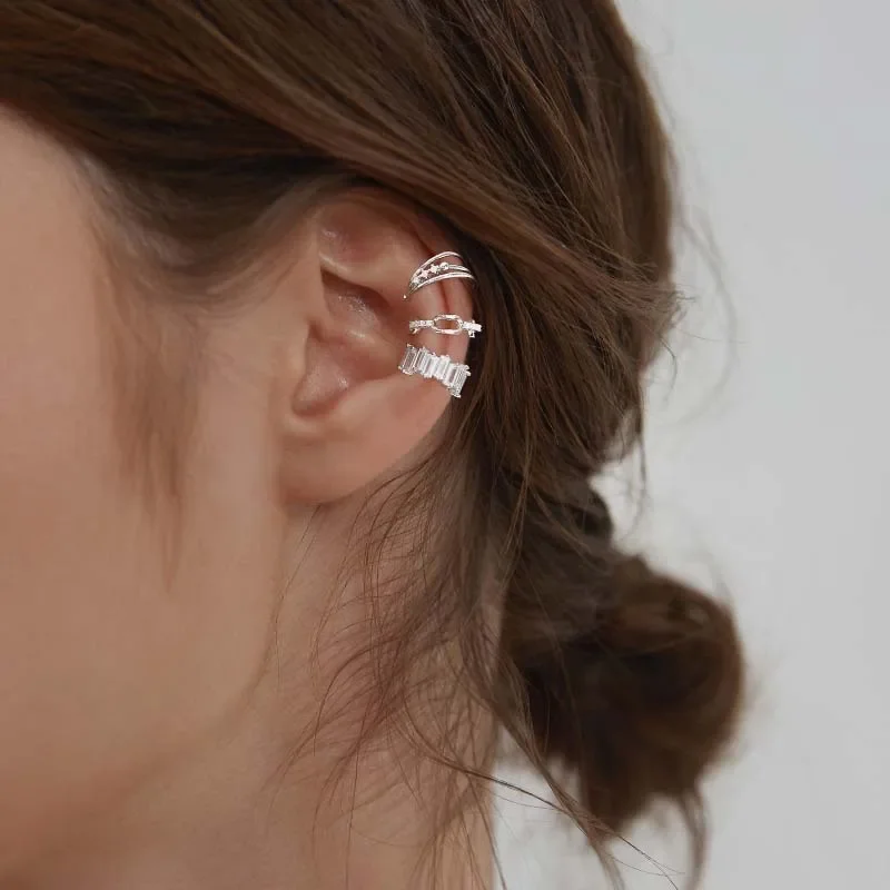 Charming Line Zircon Clip On Earrings Ear Cuff Without Piercing 1 pcs clip earrings