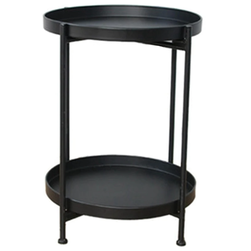 2-Tier Round Side Table End Table Metal Sofa Coffee Table, Small