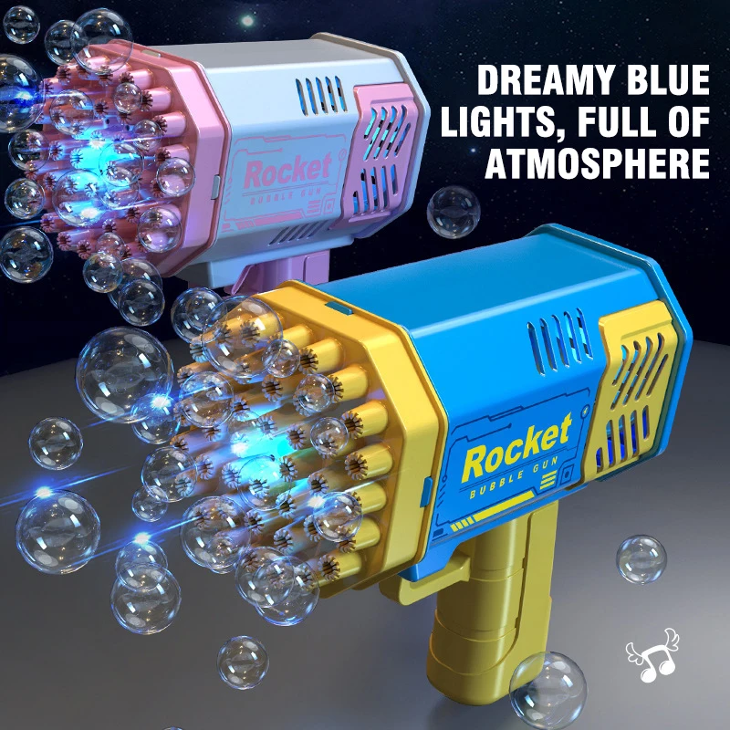 40 Holes Electric Rocket Bubble Gun Automatic Blowing Soap Maker Machine Toy Kids Outdoor Fight Fantasy Toys For Boys Game Gift 2