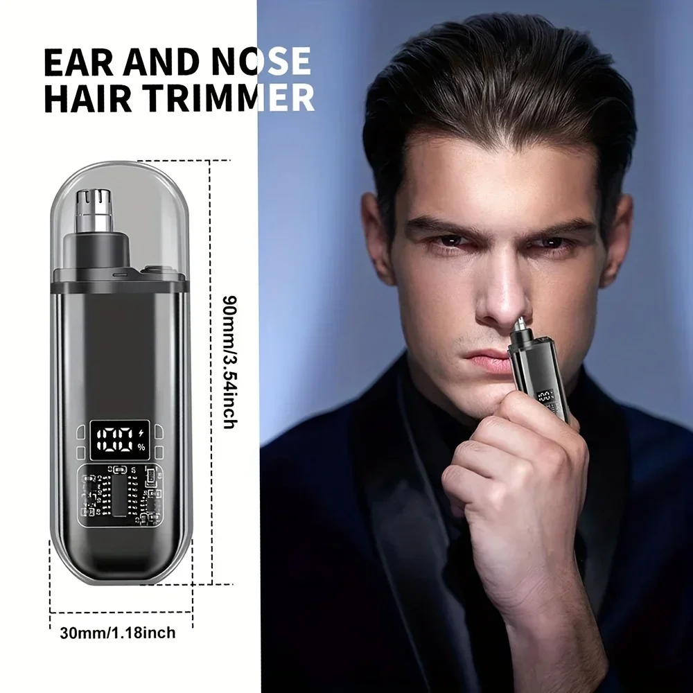 USB Rechargeable Nose & Ear Hair Trimmer for Men, Portable Mini Compact Design with Fast Charge, Electric Grooming Kit