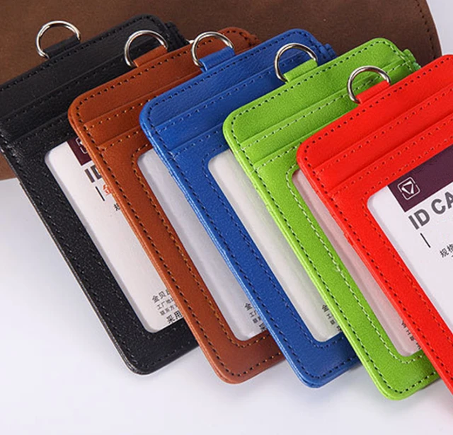 80PCS Creative New Style Badge Holder with Zipper PU Leather ID Card Neck  Strap Lanyard RFID Case with 5 Card Slots - AliExpress