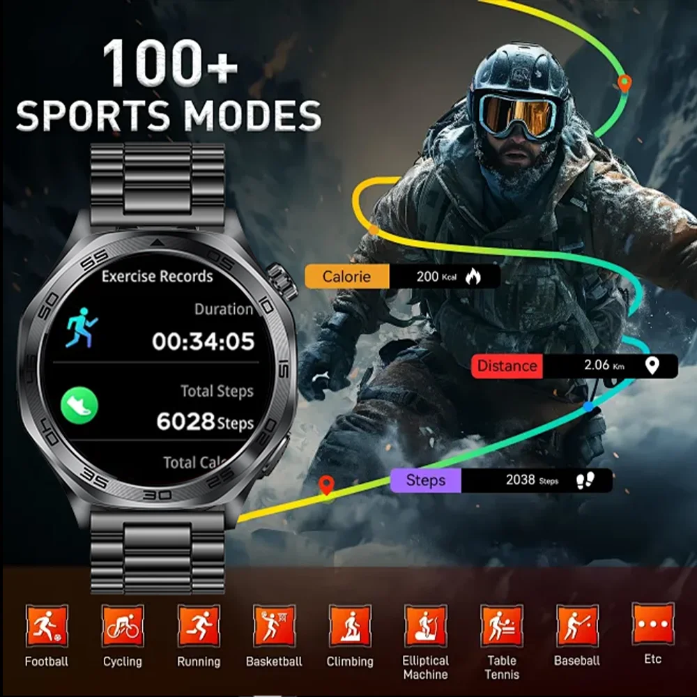 2026 Men Smart Watch 1.46inch wireless Calling Outdoor Sports Compass Health Monitoring 400mAh Large Battery Smartwatch 3
