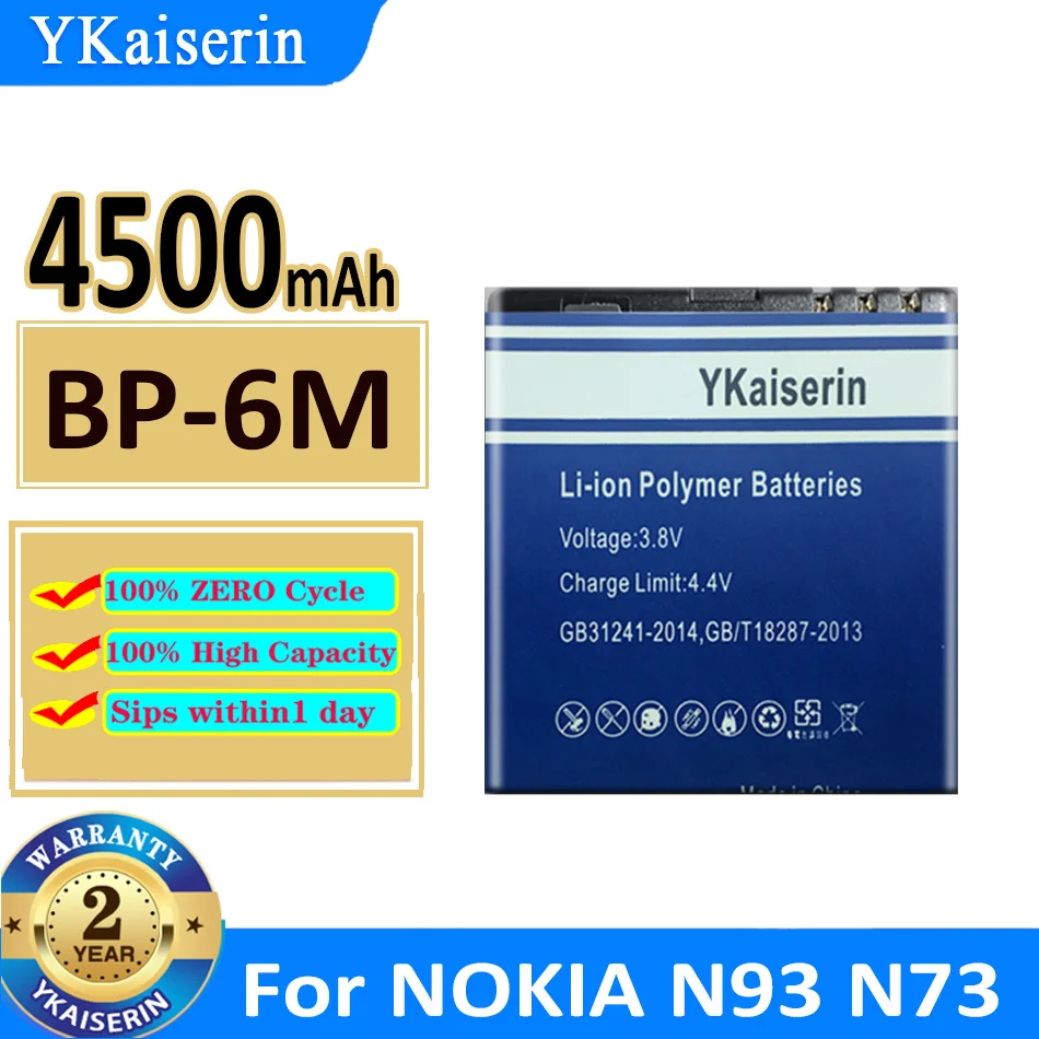 Batteria Ykaiserin Bp-6M Bp6M Bp 6M 4500Mah Per Nokia 6233 6280 6288 N73 N77 N93 N93S Bateria + Track No