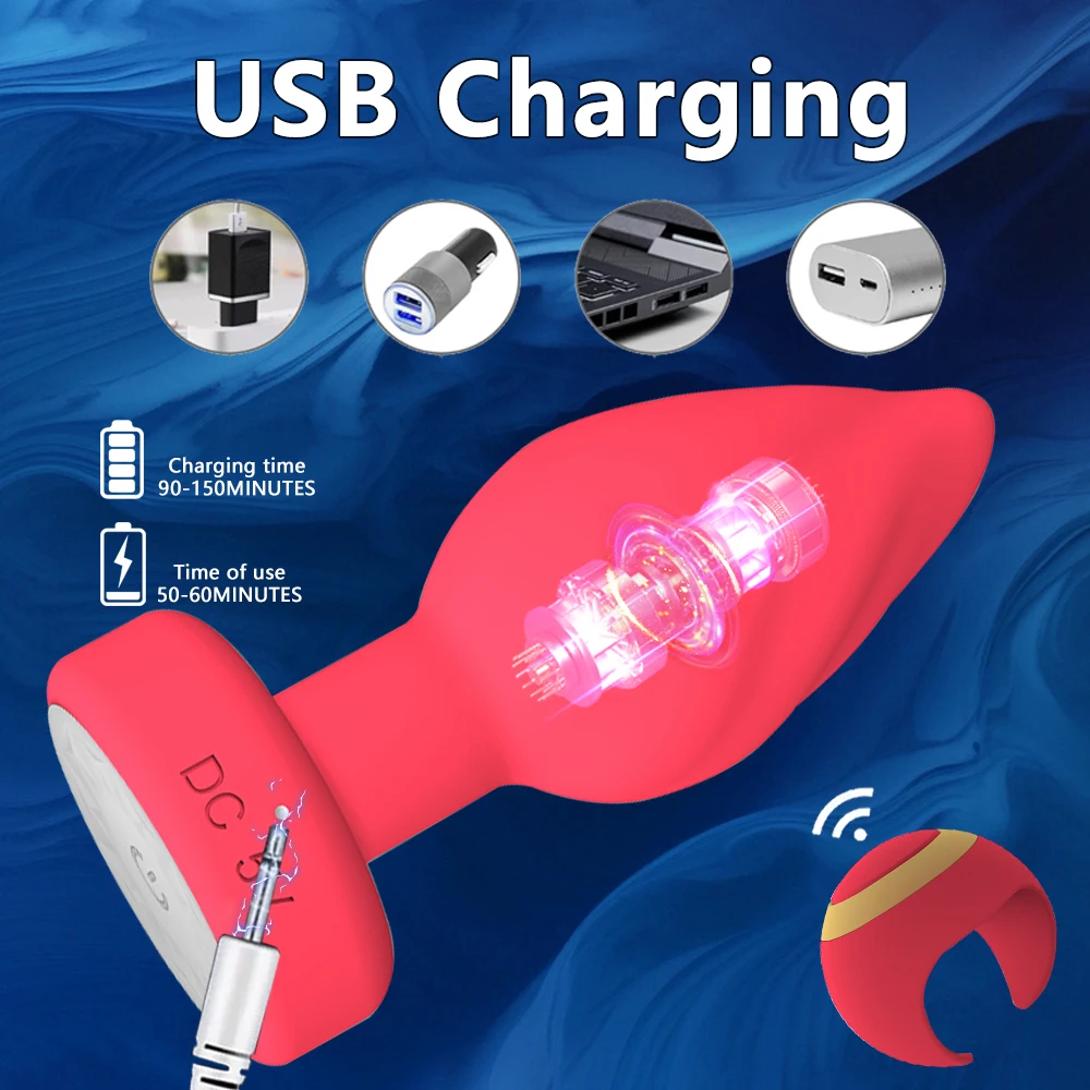 Portable LED Anal plug Vibrator Butt Plug 10 Vibration Ring Wireless Remote Prostate Massager Adult Sex Toys for Women Men Gay 5