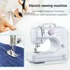 1set Portable Sewing Machine for Beginners Mini Electric Household Crafting Mending Overlock with 12 Stitches Presser Foot Pedal 3