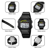 Skmei hommes militaire compte à rebours chronographe mâle montre-bracelet numérique 5Bar étanche montre pour hommes horloge rétro-éclairage haut montre de Sport 4