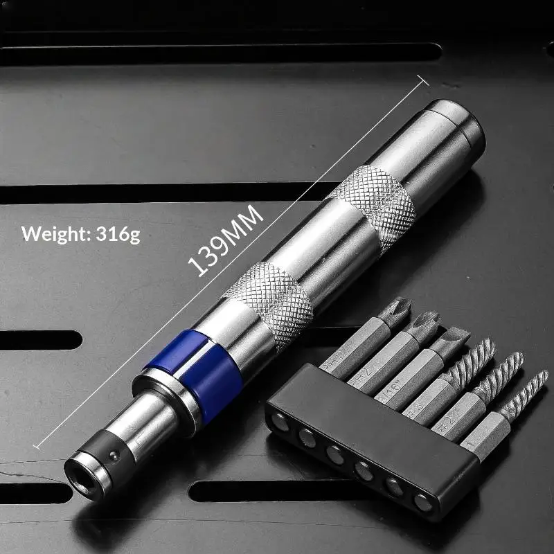 1Set 6 In 1 Impact Screwdriver Kit - 1/4-inch Impact Drive Rusted Stuck Broken Fasteners Remover Tool for DIY Repair Automotive