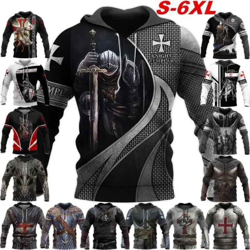 

Cool Knight Templar Armor 3D Print Hoodies Funny Men's Clothing Men's Harajuku Fashion Sportswear Pullover Sweatshirts Quality