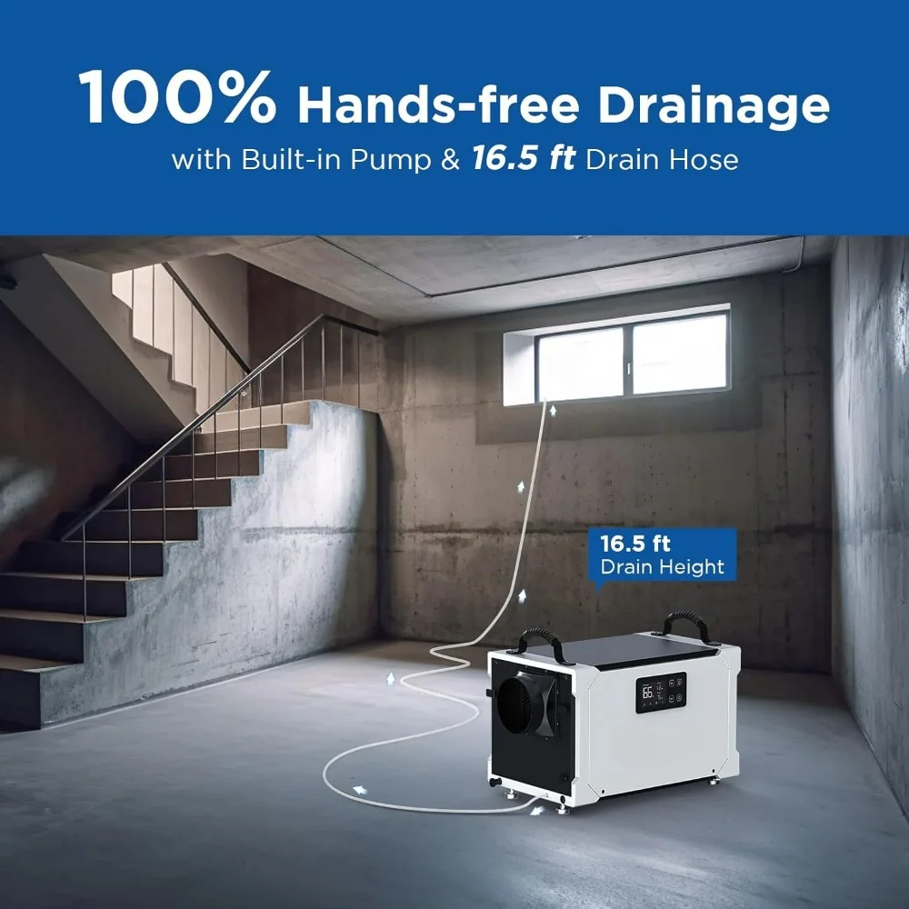145 Pints Commercial Dehumidifier with Pump and Drain Hose, Crawl Space dehumidifier Basement, Commercial Dehumidifier