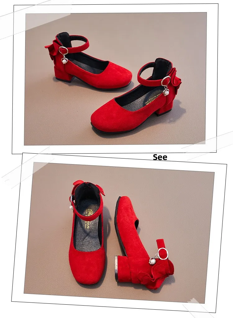 Mode Mädchen Kinder Kinder Hochhackige Leder Schuhe Prinzessin Süße Für Abend Party Zeigen Kinder Leder Schuhe 27-37 heißer – Detail 17