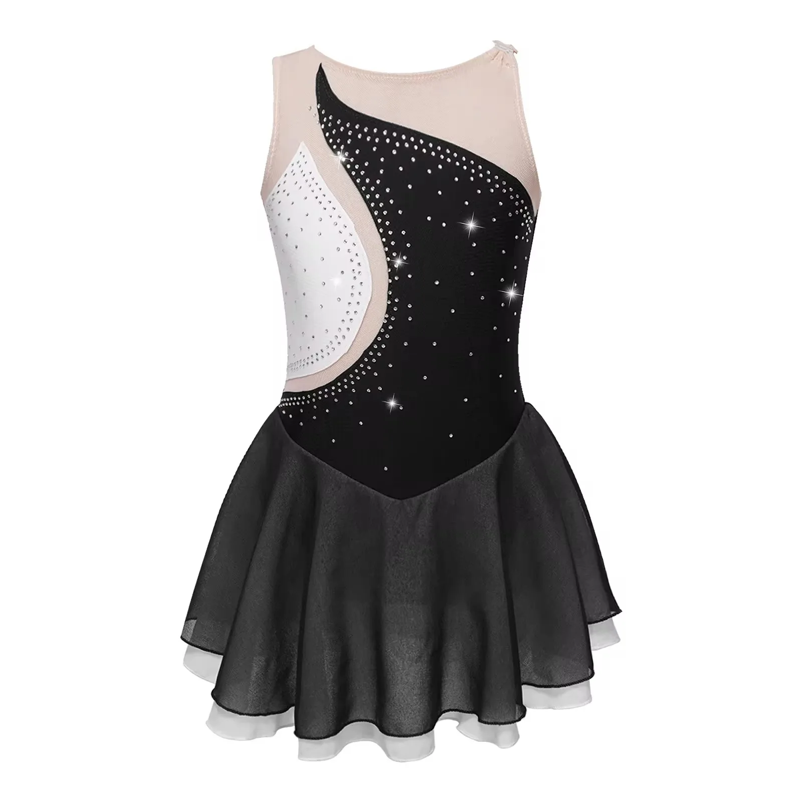 Kids Girls Rhythmic Gymnastics Artistic Figure Skating Dresses Ballet Jersey Leotard Costume Sparkly Ballerina Tutu Dance Dress