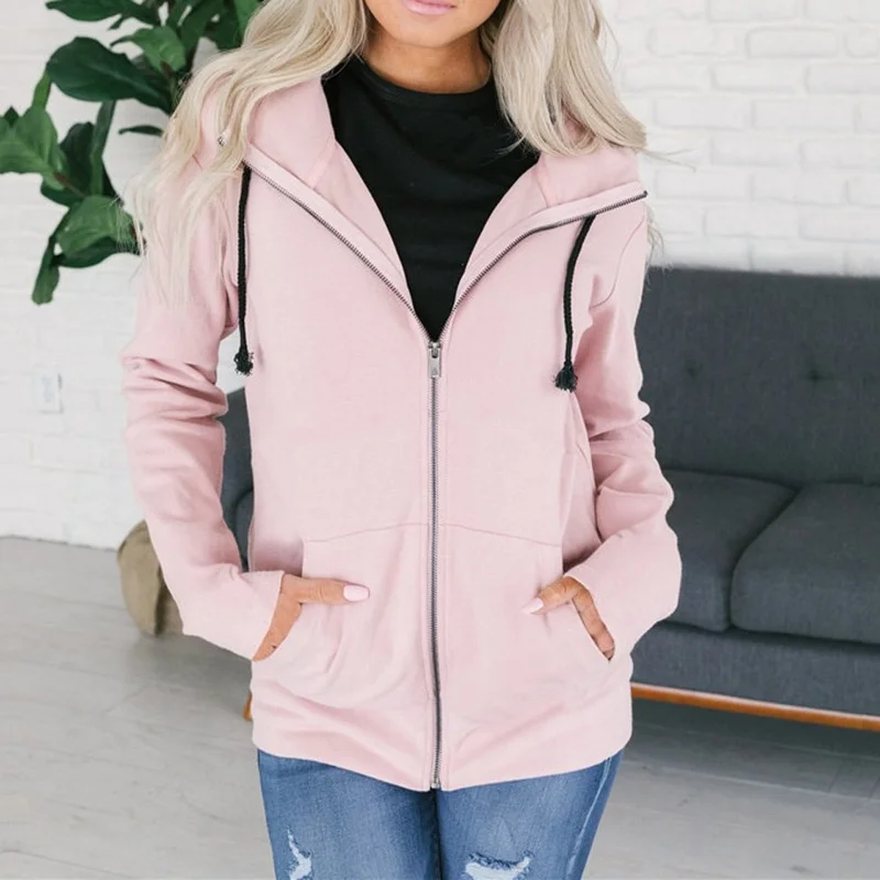 Autumn and Winter Warm Jacket Hooded Coat 2022 New Ladies Zipper Pocket Sweatshirt Casual Hoodie Jacket Oversized Sweatshirt