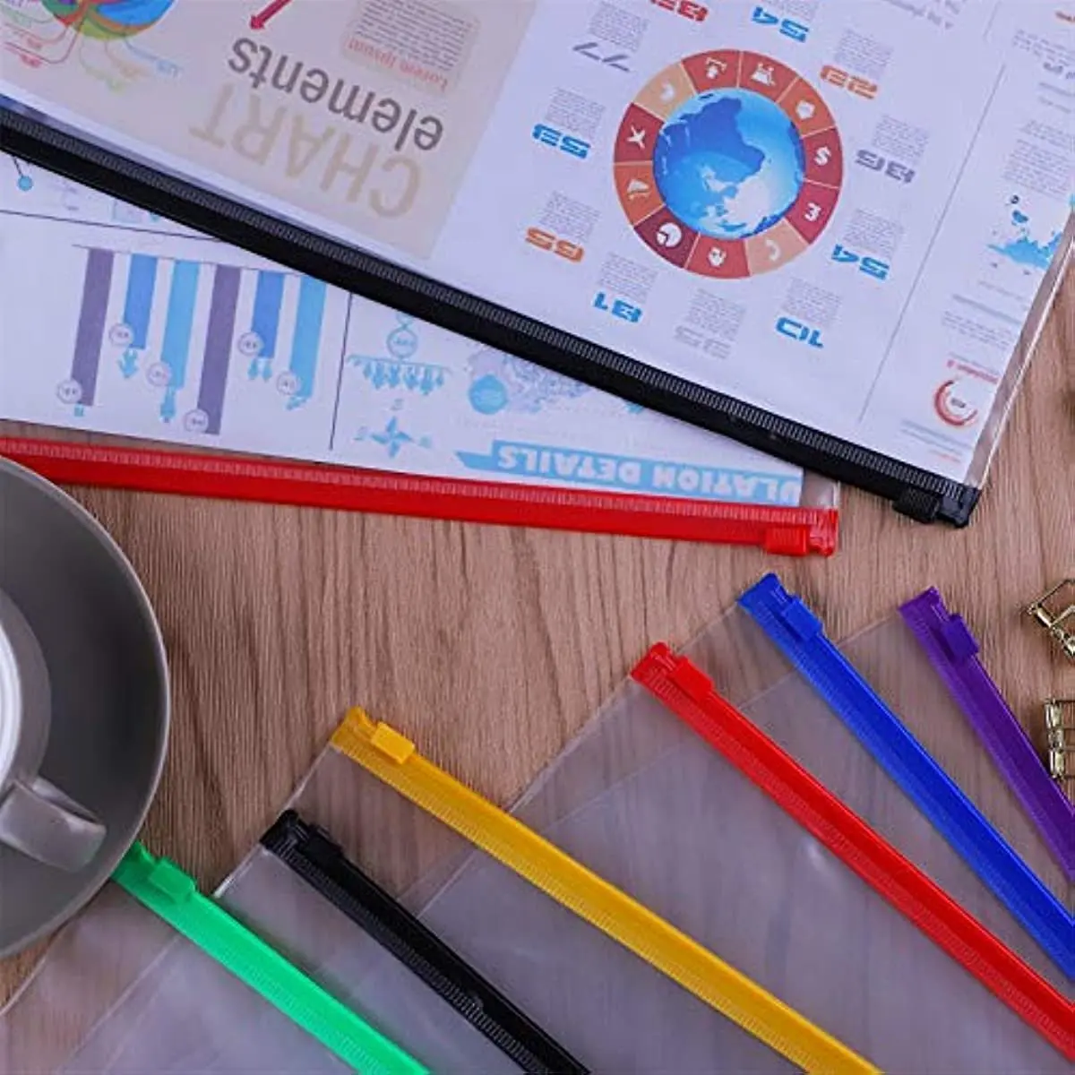 A5 A6 A7 색상 6PCS 바인더 포켓 바인더 지퍼 폴더 6 링 노트북 바인더 방수 PVC 리프 문서 파일링 포켓