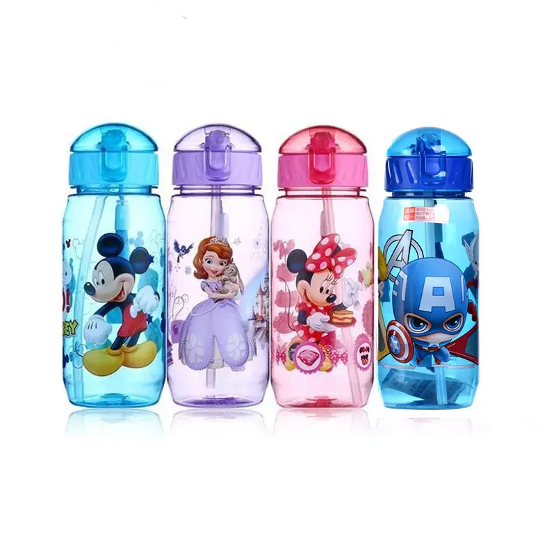 

Disney Cup Cartoon Mickey Minnie Mouse Water Cups With straw Boys Girls Student Outdoor Drinking Water Bottle Kids Gift 450ML