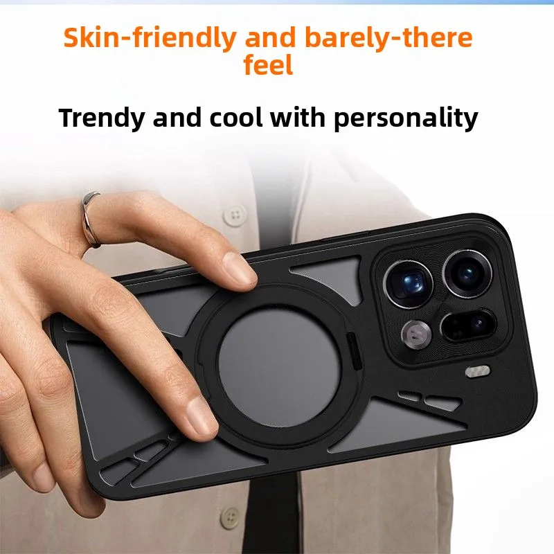Ultra-Thin Magnetic Metal Case with Rotating Heat Dissipation Bracket and Shockproof Bumper