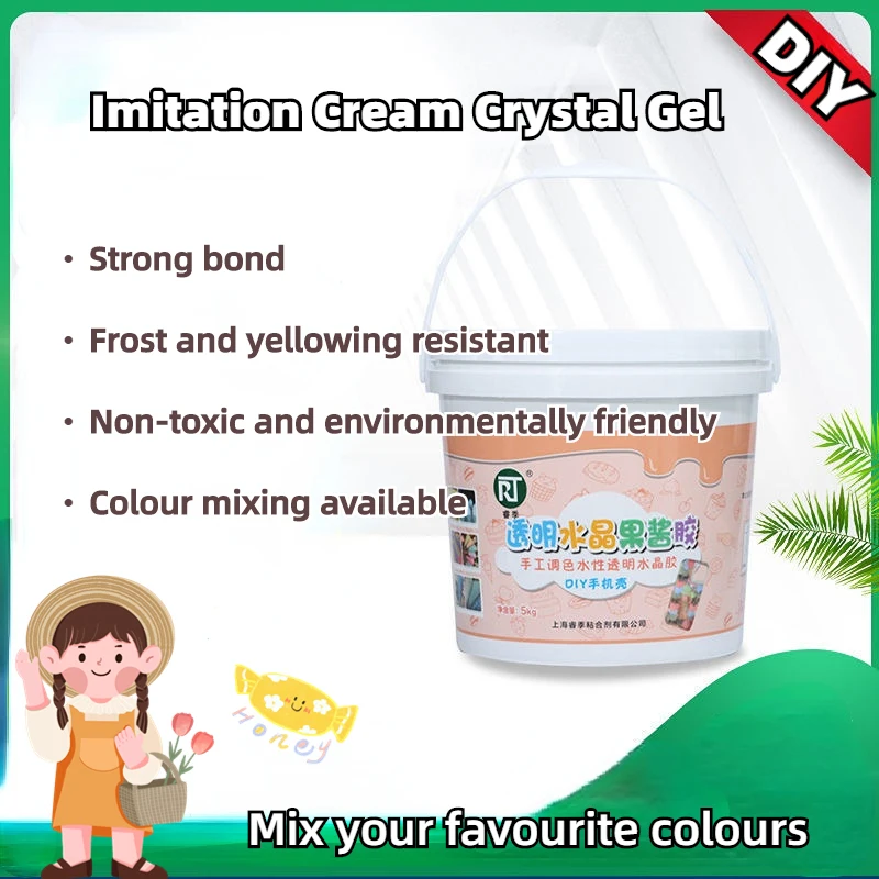 1Kg Barrel of Simulated Cream Glue Transparent Jam Crystal Glue with Colour Mixing Crafting Tools and Accessories DIY