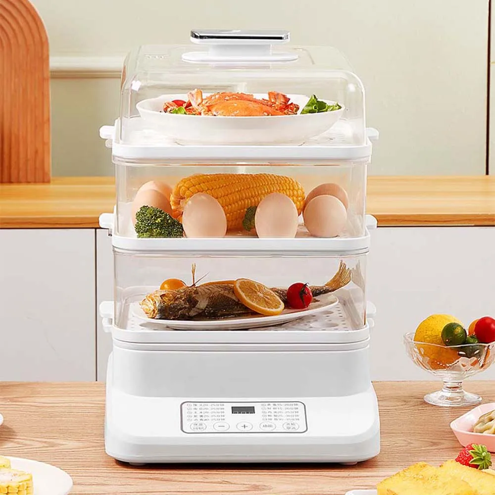 Household electric steamer three-layer multifunctional large capacity household electric steamer