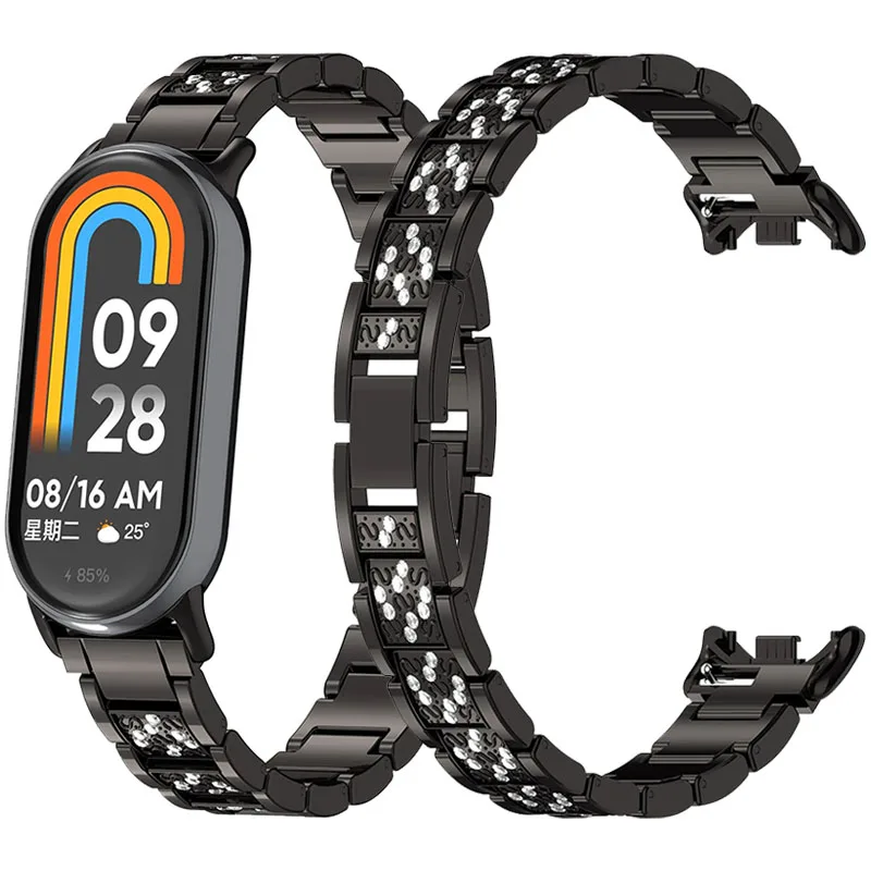 

Металлический браслет из нержавеющей стали для Mi Band 8 Smartband, металлический соединенный браслет для часов, элегантный наручный ремешок для Xiaomi Band 8
