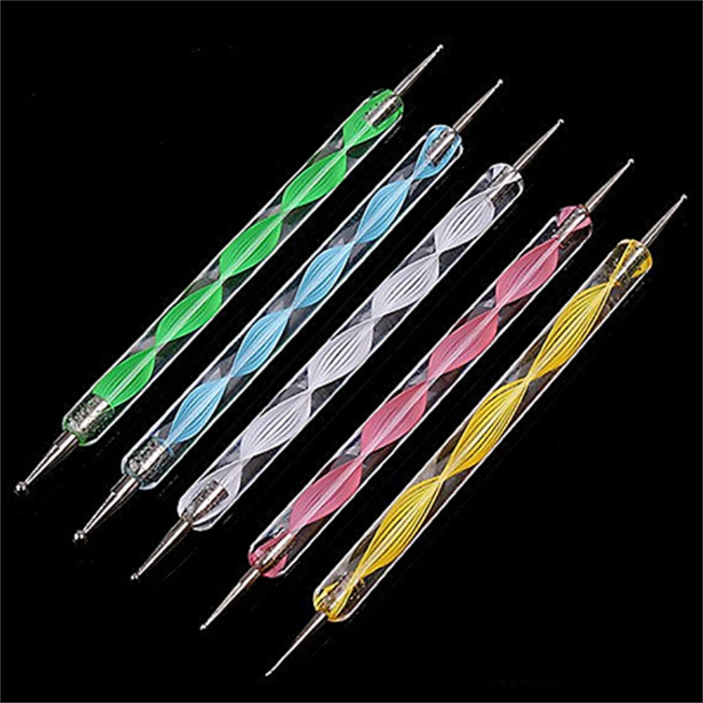 5Pcs Double Ends Dotting Pens Marbleizing Painting Tool Nail Art Dot Manicure Polish DIY Point drill Pen 6