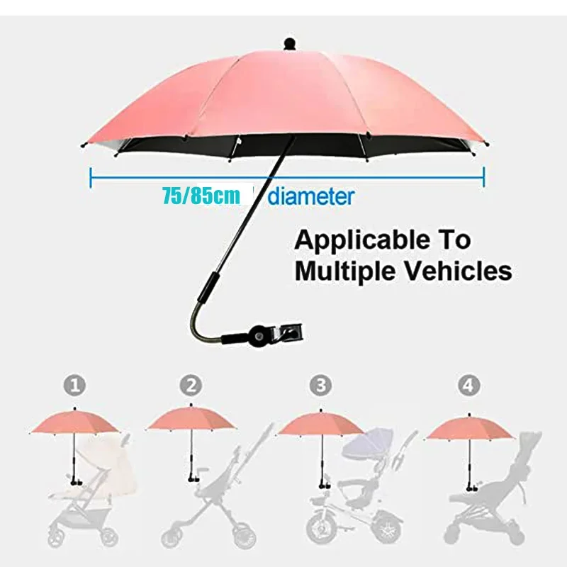Baby Stroller Umbrella UV Protection Baby Stroller Umbrella With Clamp Universal Sunscree Rainproof Stroller Cover Umbrella Baby Accessories