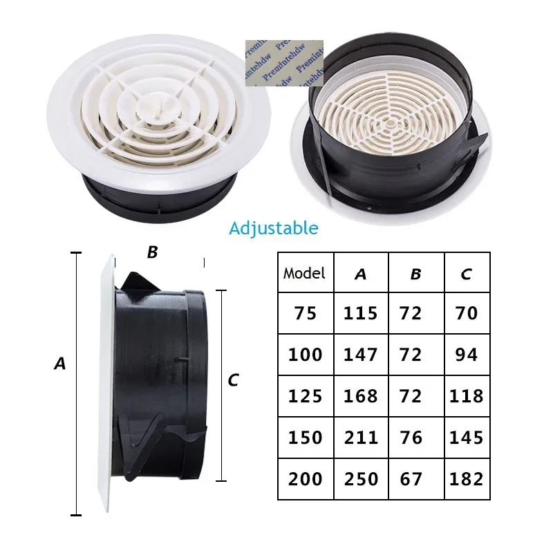 3" 4&ldquo; 5&rdquo; 6&rdquo; 8&rdquo; White ABS Plastic Round Air Vent Grill Cover Diffuser Ventilation Ducting Hose Louver Wall Ceiling Mounted air vent grille ventilation grille air vent cover ducting ventilation cover