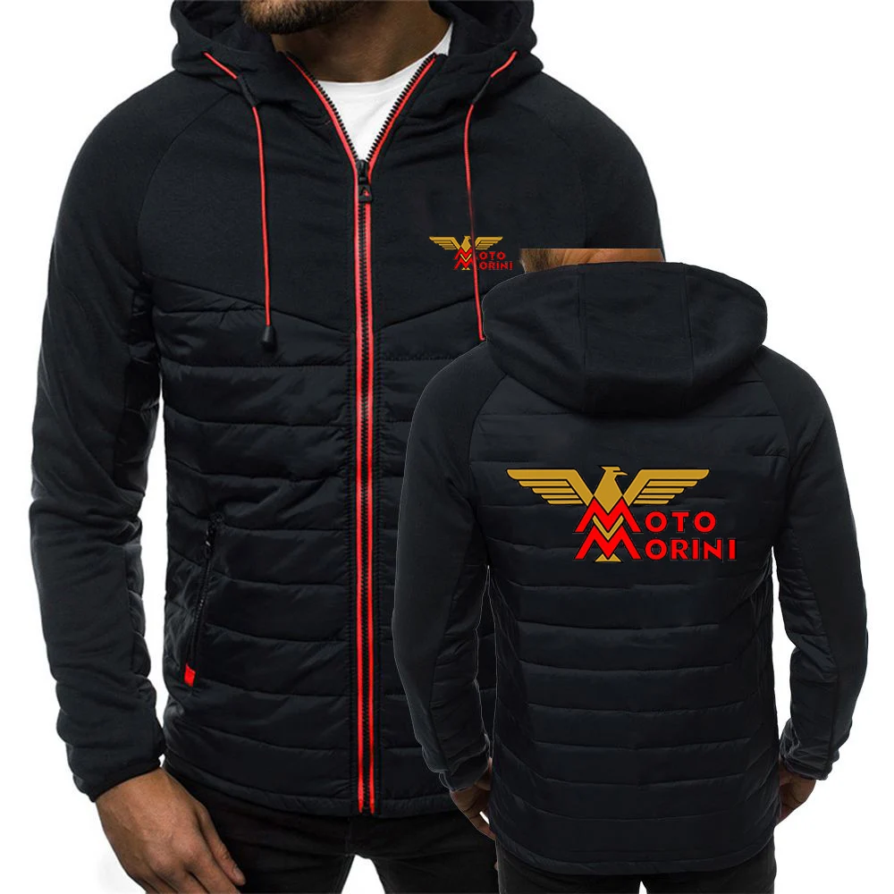 Men Cotton Drawstring Jacket with Logo Print