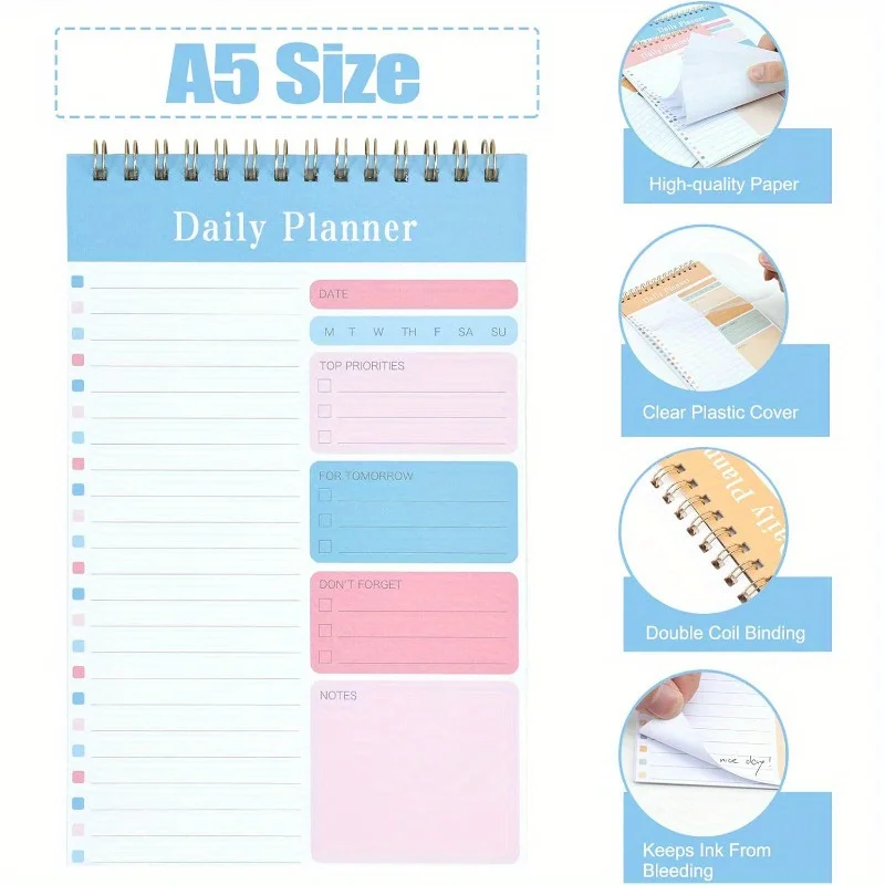 1PC Daily To Do List Notepad-30 Laminated Sheets for Work, School, Fitness & Academic Goals Notebook-Perfect Back To School