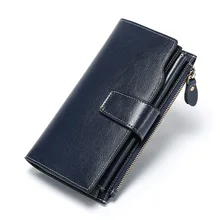 

Rfid Vintage Cowhide Leather Wallet for Men Luxury Long Wallet Women Coin Purse Oil Wax Card Holder Passport Case Cash Bag 2022