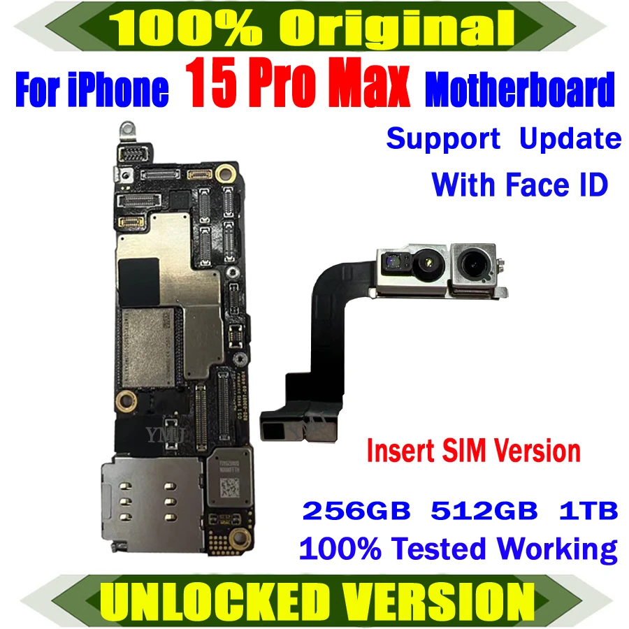 

SIM Version Motherboard Factory Unlock For iPhone 15 Pro Max Clean iCloud Mainboard 100% Tested Logic Board Support Update Plate