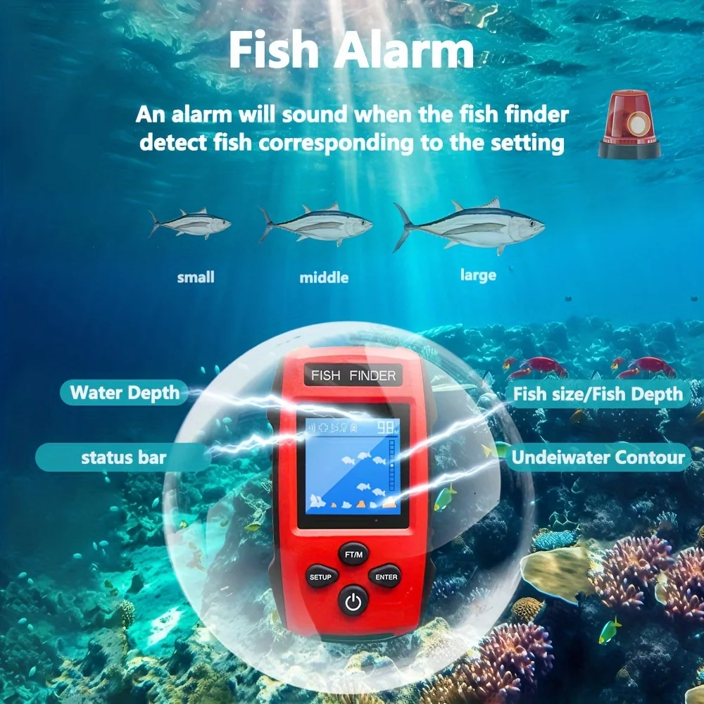 Sonar pêche filaire écran couleur - Transducteur détection profonde pour bateaux kayak pêche mer