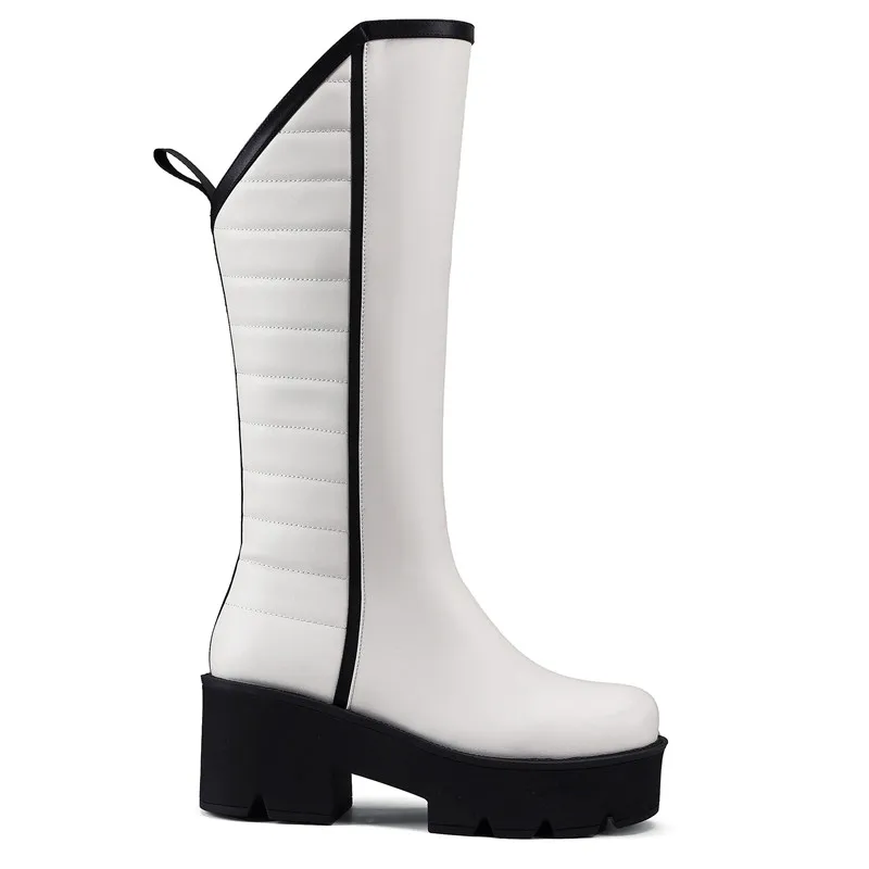 

Fashionable Charming Women's Long Boots 2023 Autumn New White Thick Sole Cover Feet Western Sexy And Elegant Large Sizes 35-46