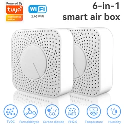 Tuya Smart Home WiFi Smart Air Box Gas Leak Sensor Security Protection Alarm CO2 VOC HCHO PM2.5 Air Quality Monitor for Alexa