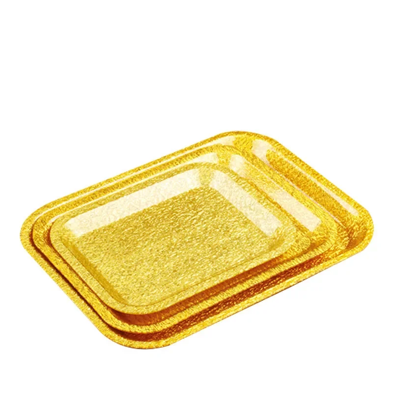 Acrylic golden rectangle plastic Hotel KTV plate Storage tray japanese snack foods serving platter tray gold tray decoration 2