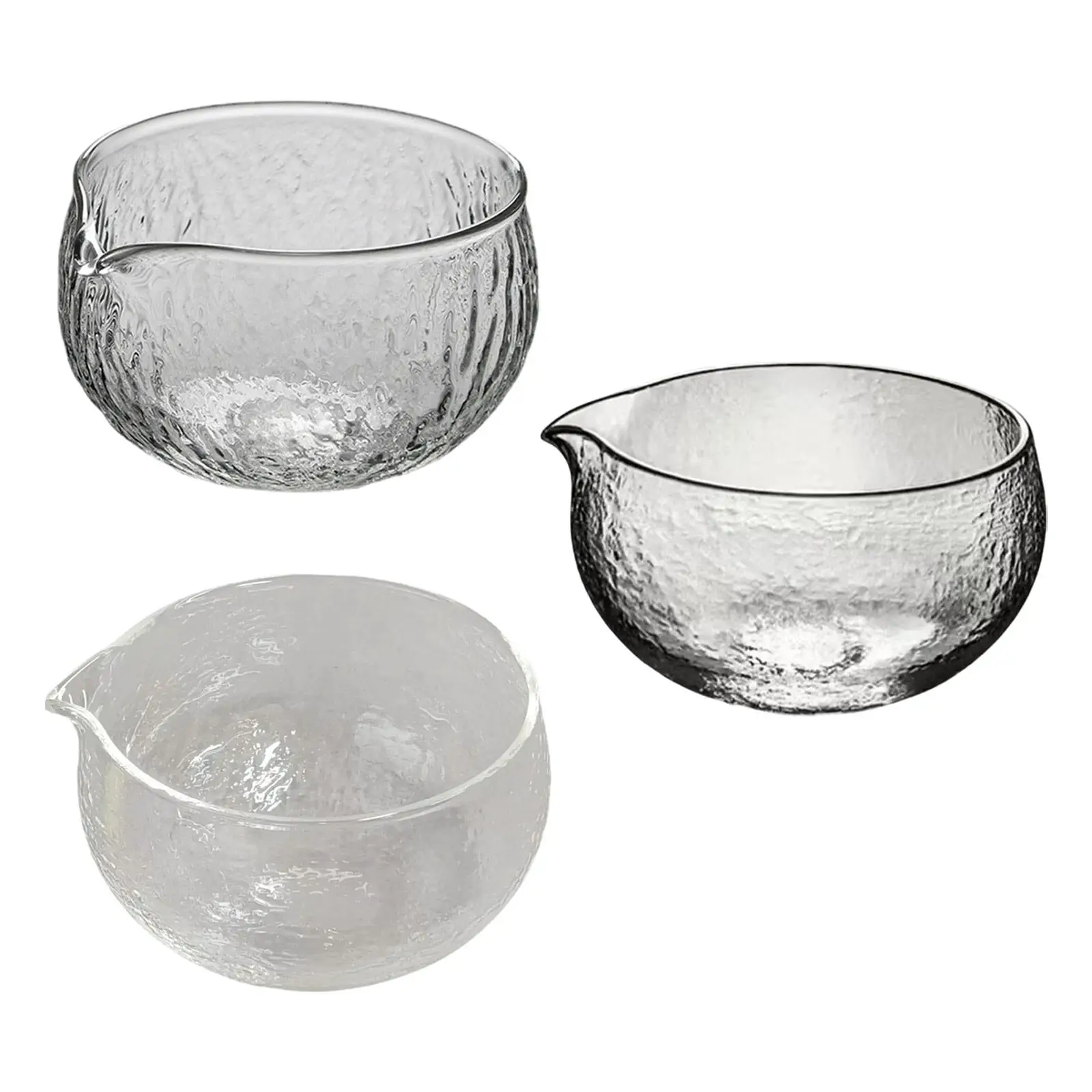 Matcha Hammered Glass Bowl Glass Tea Accessories Handcrafted with Spout