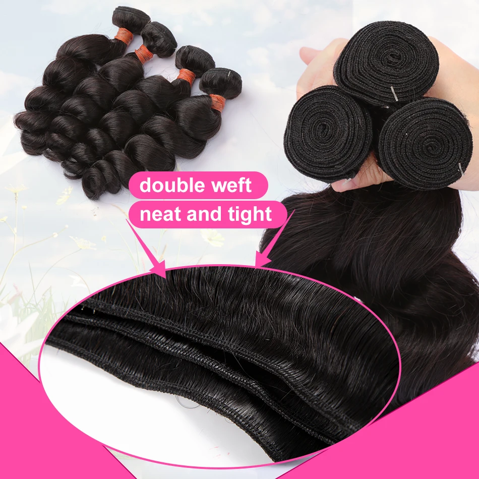Hair Extensions Rosabeauty 30 40 Inch Loose Deep Wave Bundles 100% Human Hair Brazilian Loose Wave human hair bundles Hair extensions Tissage